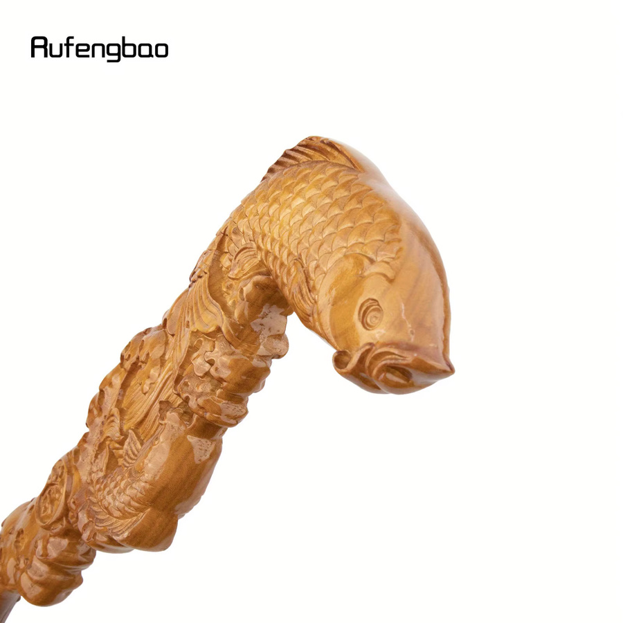Rufengbao Dekorativer Holzstab Gelb mit Fischmotiv für Halloween und Performance, Höhe: 94 cm - Bild 2