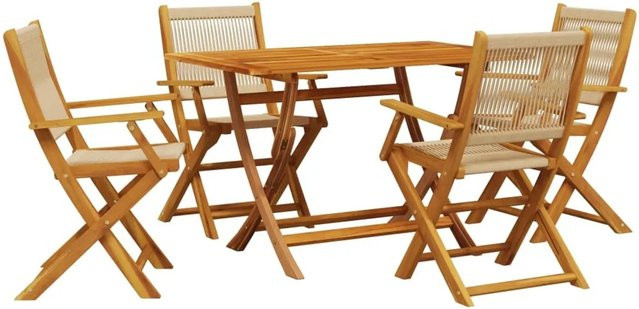 vidaXL 5-tlg Garten-Essgruppe aus Polypropylen und geöltem Akazienholz in Beige Modell 5 - Bild 1