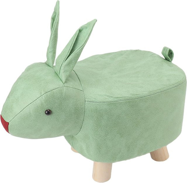 Aimo Tierförmiger Hocker für Kinder in Grün aus Holz und Stoff - Bild 1