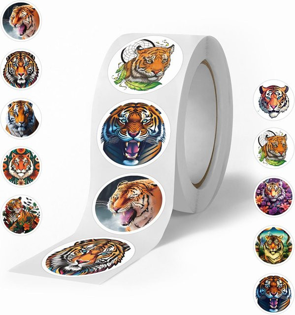 Tiger Tieraufkleber Rollen für Kinder multicolor - Bild 1