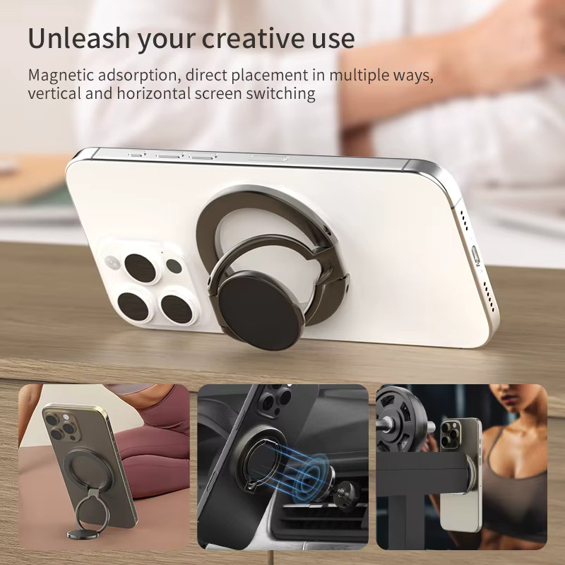 WSSHE MagSafe faltbarer magnetischer Telefonhalter für Xiaomi und universelle Smartphones, doppelseitiger Autohalter in Schwarz oder Silber - Bild 4