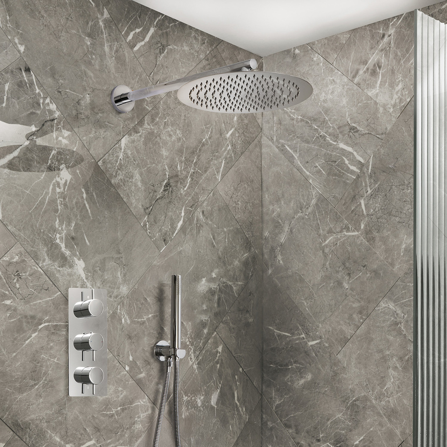 HudsonReed Unterputz-Thermostat Dusche Set mit Duschkopf und Handbrause in Chrom - Bild 1