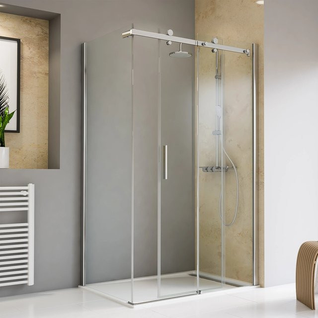 Schulte Schiebetür Toura mit Seitenwand aus Glas, transparent, Türanschlag rechts, B: 90 cm, H: 120 cm - Bild 1