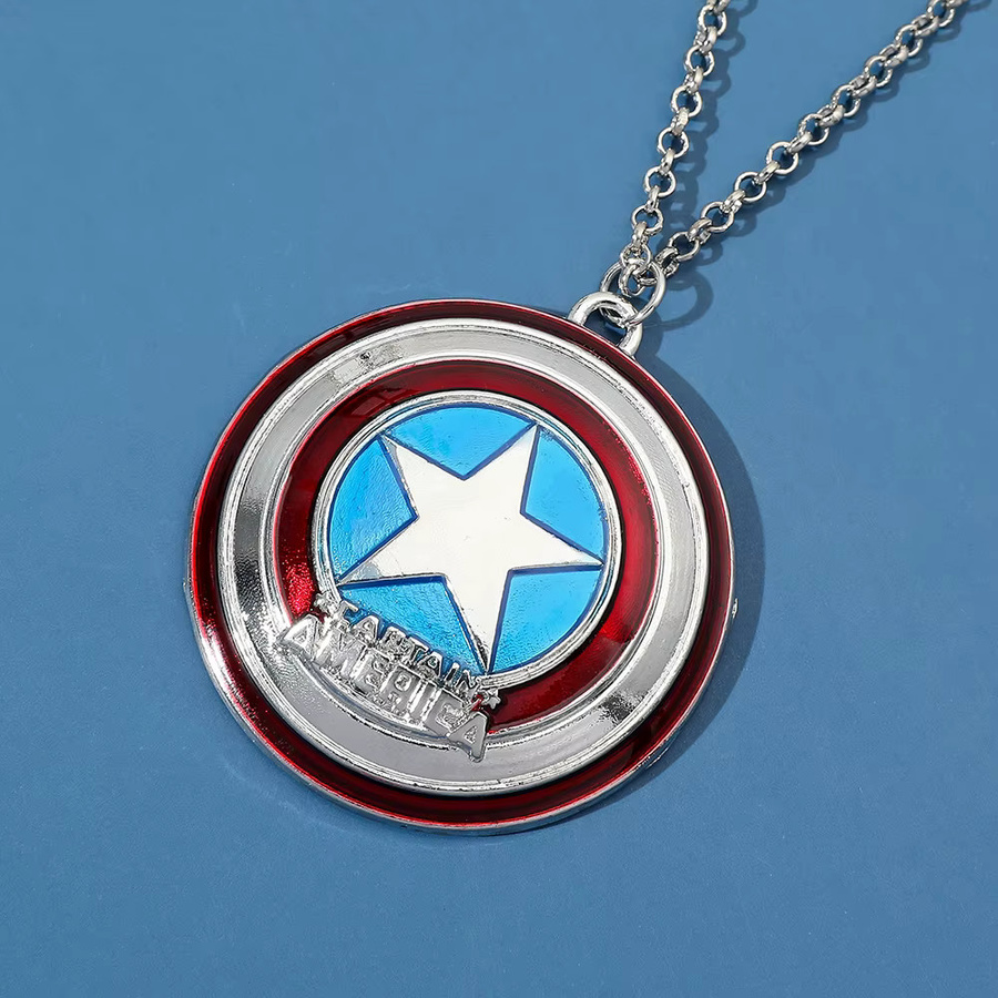 Bandai Captain America Schild-Anhänger Halskette, Silber, Unisex - Bild 2