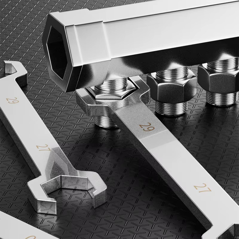 AXE SHAN Doppelkopf-Ventilschlüssel für Sanitär und Geothermie in Silber, 27/29mm und 28/30mm - Bild 5