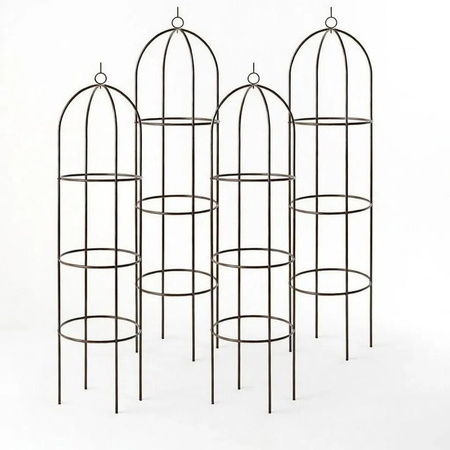 TTL GARDEN Obelisk Rankhilfe XL 4er Set aus Metall in Braun, pulverbeschichtet, Höhe: 195 cm, Breite: 40 cm, Tiefe: 40 cm, Rankgitter für Rosen und Clematis