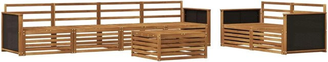 vidaXL Outdoor-Sofagarnitur aus Massivholz Akazie in Natur Braun, 7-teiliges Set im modernen Latten-Design - Bild 1