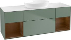V&B Waschtischunterschrank Finion in Weiß, Wandmontage mit integrierter LED-Beleuchtung und Regalfach, Breite: 160 cm - Bild 1