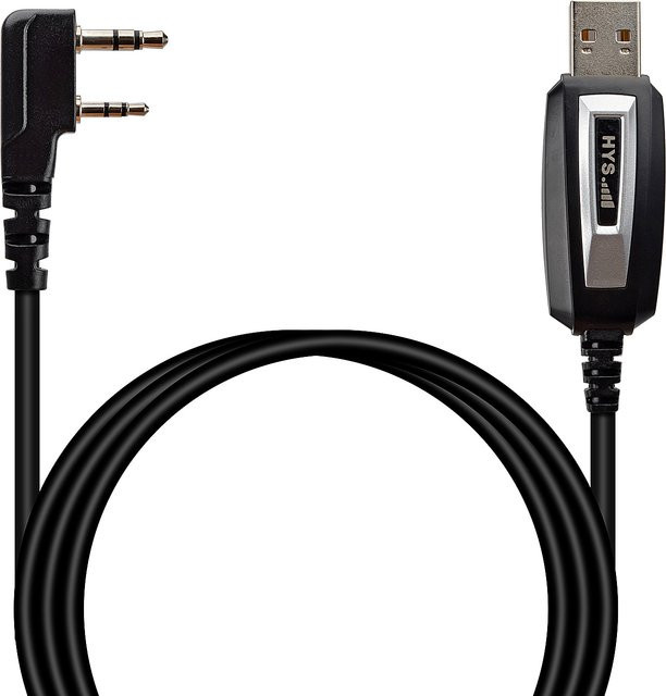Baofeng USB-Programmierkabel für Walkie Talkies mit 2-poligem K-Typ und CD in Schwarz - Bild 1