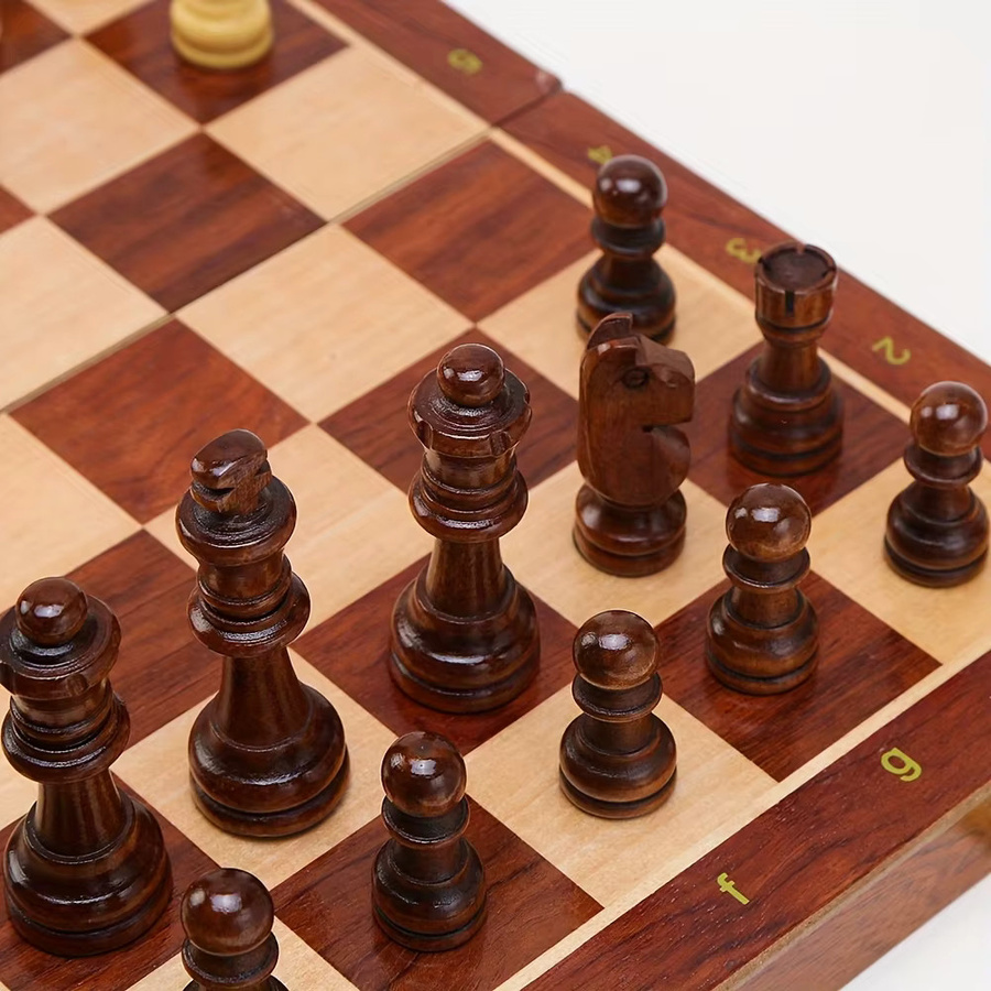 Yernea Schachspiel aus Holz, faltbar, groß, 39 cm, Brettspiel - Bild 2