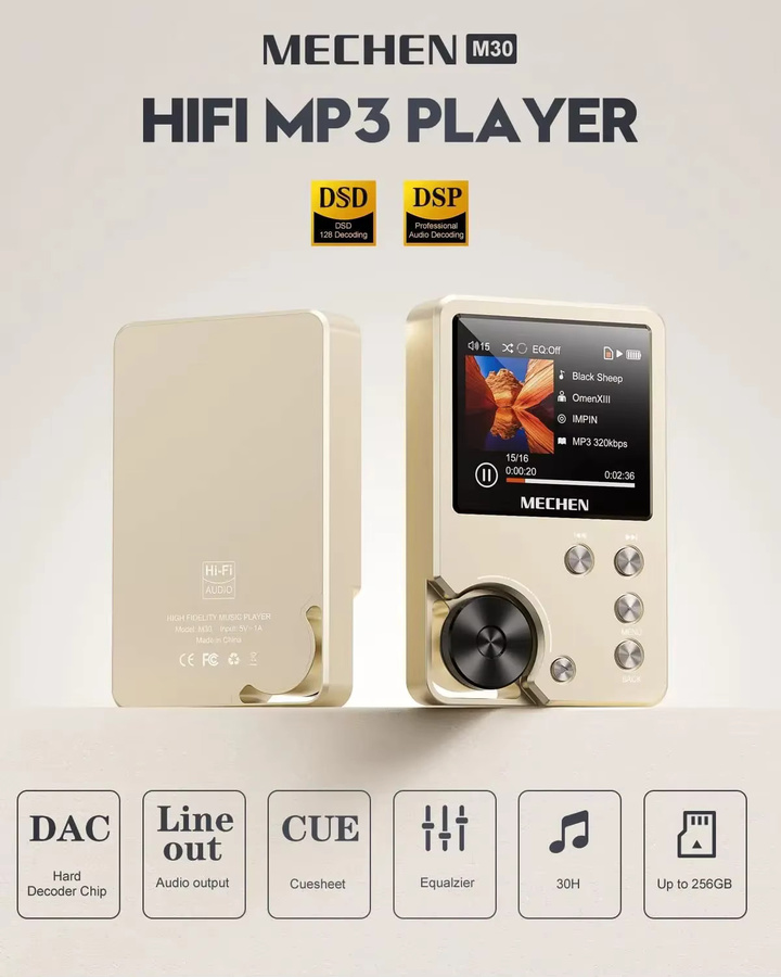 MECHEN M30 HiFi MP3-Player in Gold mit 64GB Speicherkarte und erweiterbar bis 256GB - Bild 2