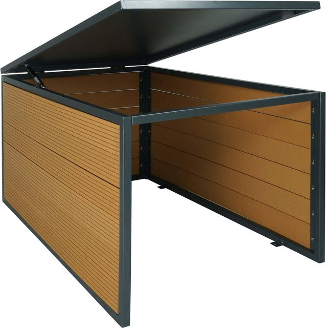 MCW XL Mähroboter-Garage mit Deckel L45 aus WPC Metall in Eiche-Optik, B/T/H: 43 x 70 x 90 cm - Bild 1
