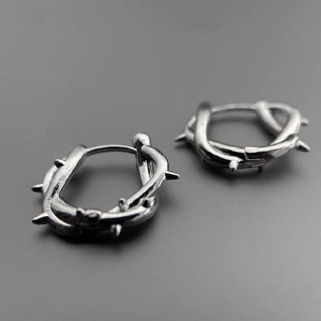 YULIN Creolen, Edelstahl, Silber, Dornen, Unisex - Bild 1