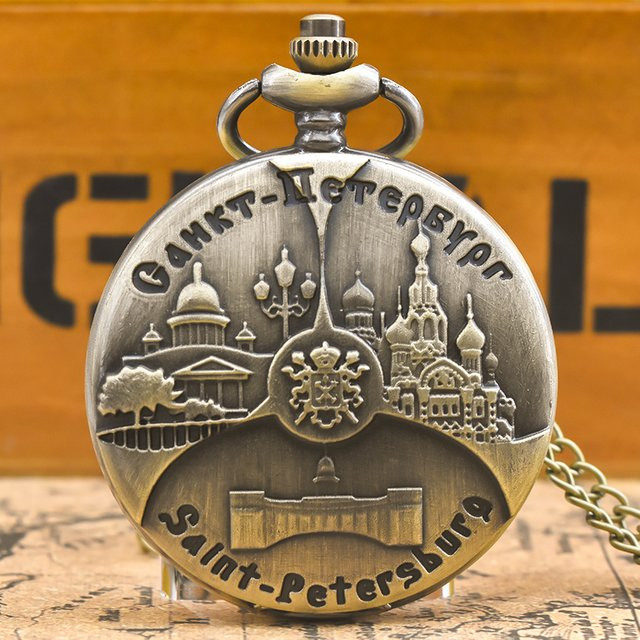 wecin Taschenuhr Halskette Anhänger, Quarz, Bronze, Messing, Unisex - Bild 1