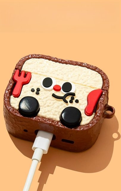 Silikon Schutzhülle im Toast-Design für AirPods Pro 1 2 3 und AirPods 4, Soft Case für Bluetooth Headsets, Mehrfarbig - Bild 1