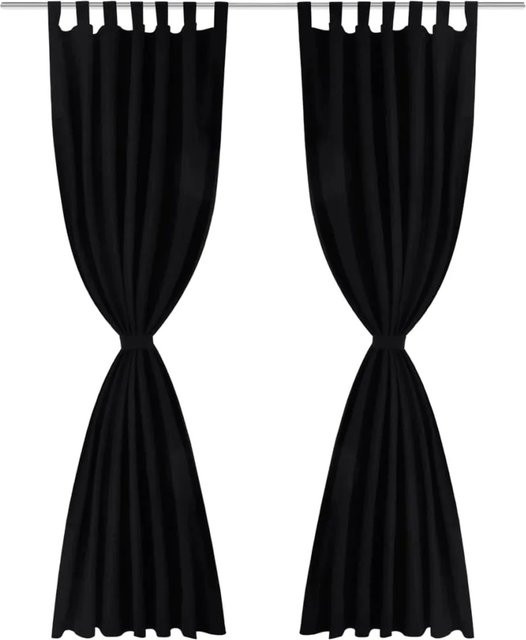 vidaXL Vorhänge Gardinen aus Satin, 2-teilig, Schwarz, B: 140 cm, H: 225 cm - Bild 1