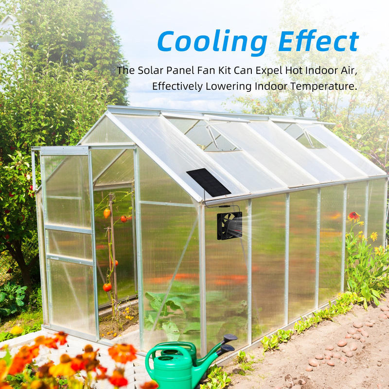 Solarbetriebener Outdoor-Camping-Ventilator mit Solarpanel, 3000 U/min, IP65, Schwarz - Bild 6