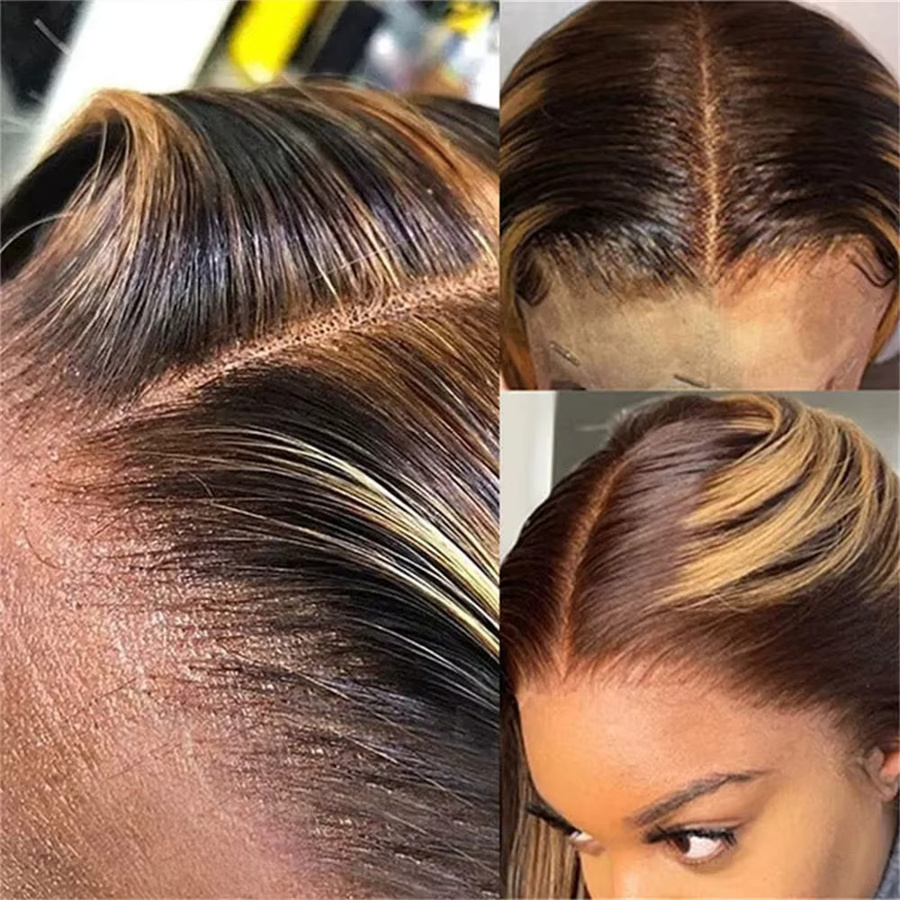 Happy Monday Brasilianische Körper Welle Ombre Blonde Tissage Bundle, 13x4 Frontal, P4/27 - Bild 3