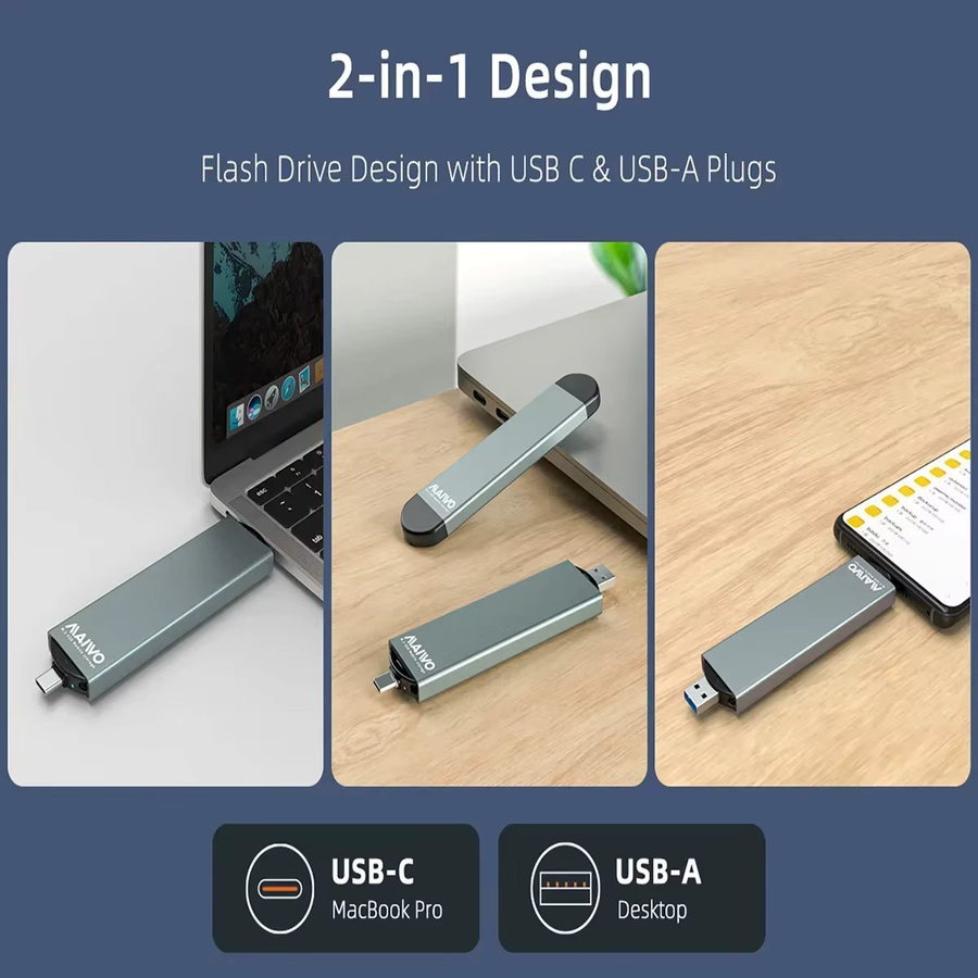 MAIWO M.2 SSD-Gehäuse USB-C 10Gbps für NVMe und SATA SSDs, Farbe: Grau - Bild 3