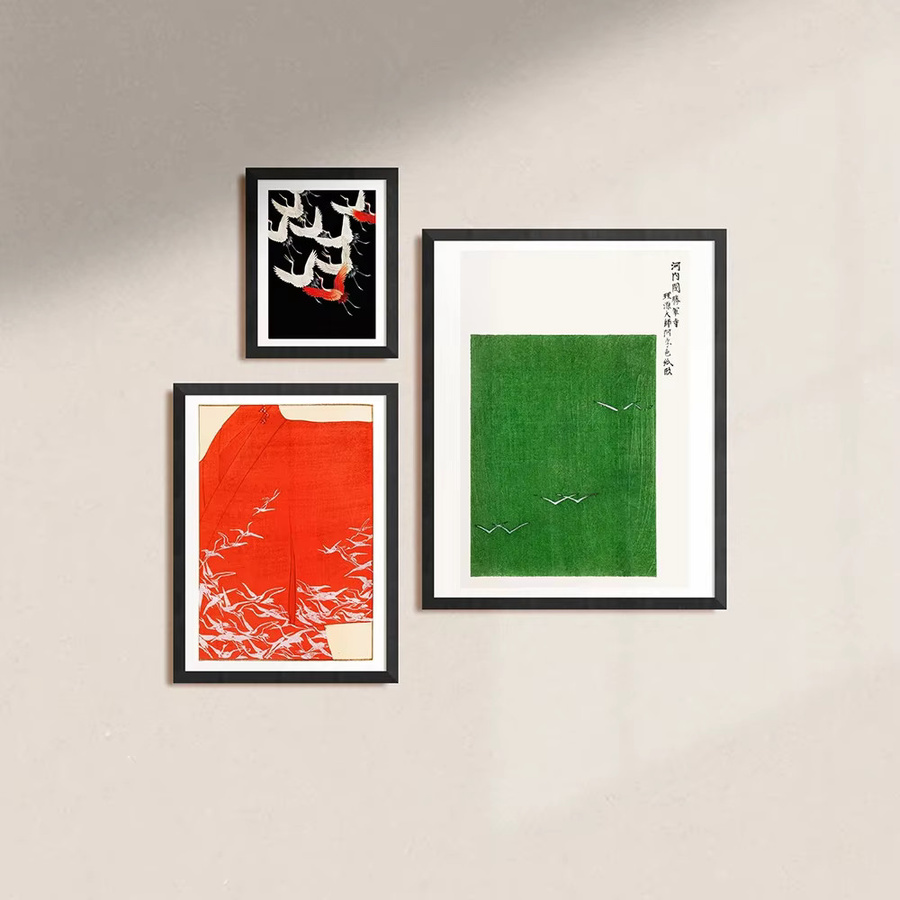 JKPICTURE Retro Wandkunst Japanischer fliegender Kranich als HD-Leinwanddruck - Bild 2