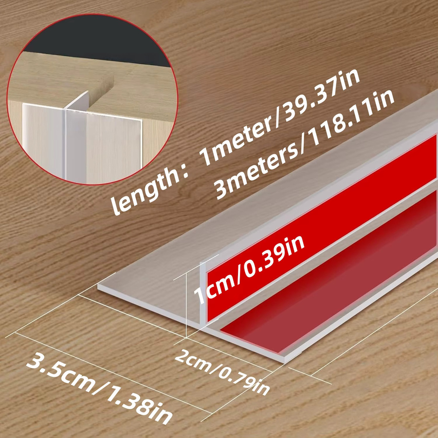 Selbstklebender T-förmiger Tür-Zugluftstopper aus Kunststoff, transparenter Dichtungsstreifen für Glastüren, Breite: 3,5 cm - Bild 1
