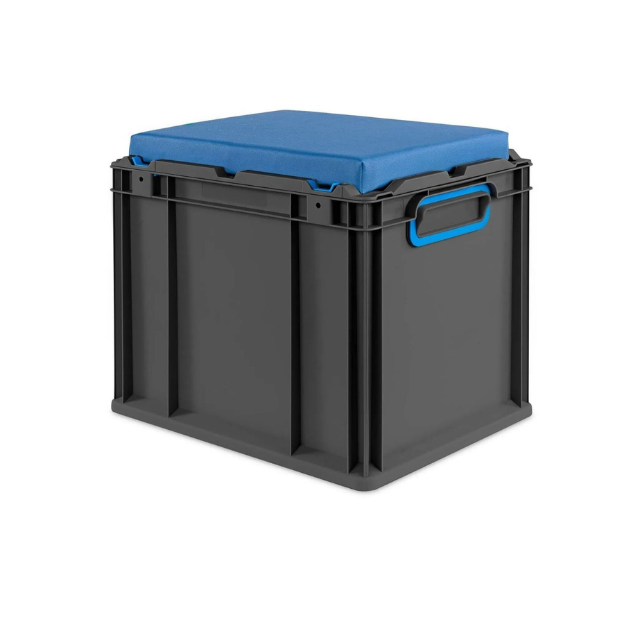 PROREGAL Eurobox Nextgen Seat Box Sitzbox Blau Schwarz H x B x T: 36,5 x 30 x 40 cm - Bild 2