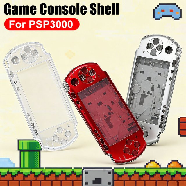 APWIKOGER Ersatzgehäuse für PSP3000 Spielkonsole mit Tastenset in Rot im Retro-Design - Bild 1