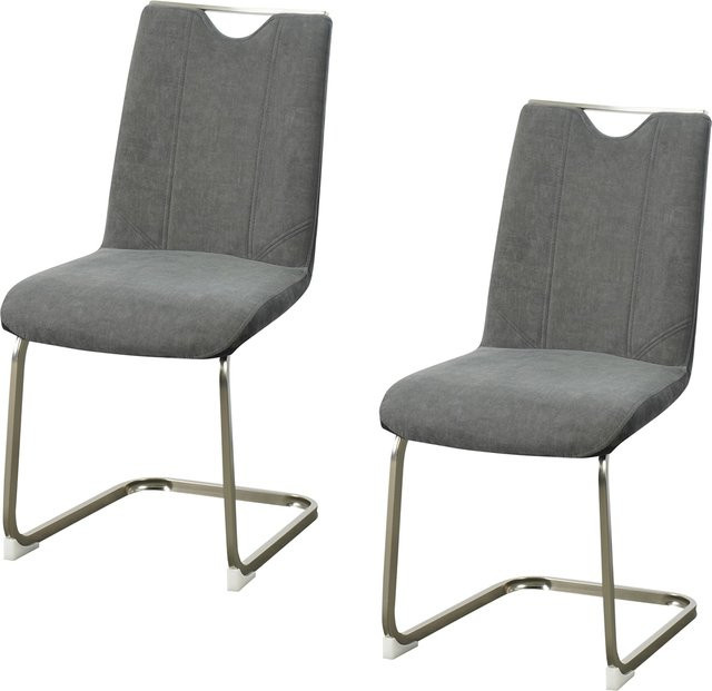 HTI-Living Schwingstuhl Emrys 2er Set in Anthrazit/Grau mit Samt- und Wildleder-Optik - Bild 1