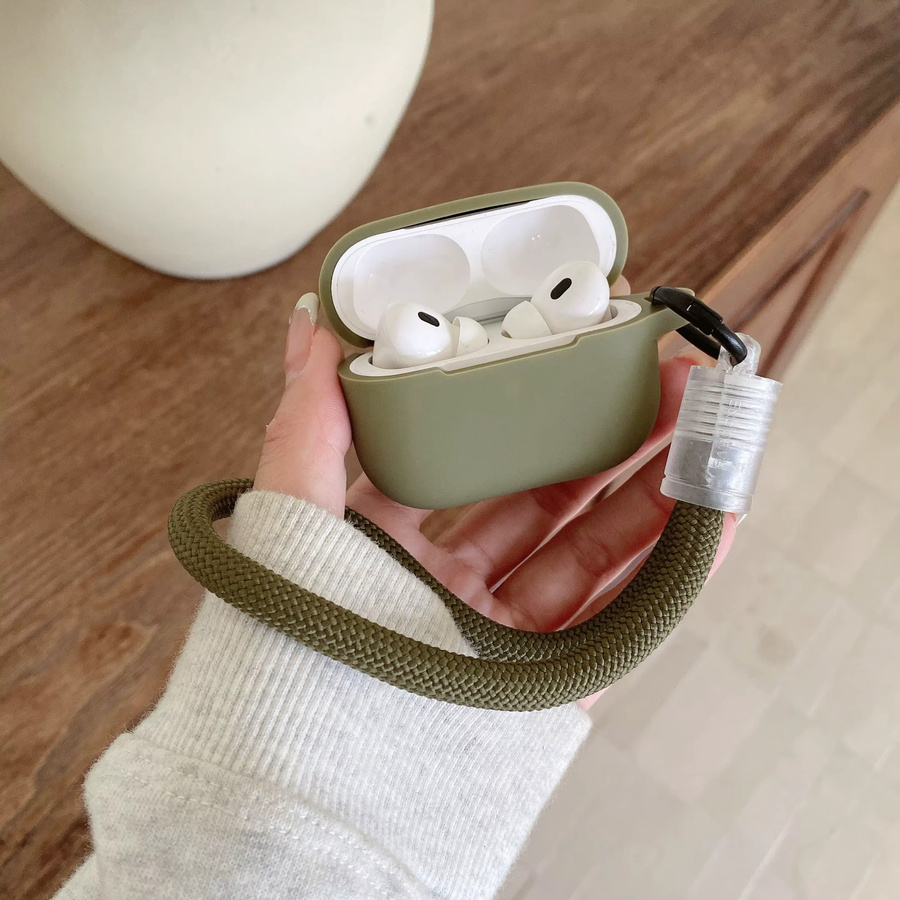 Weiche Silikon-Schutzhülle mit Handschlaufe für AirPods Pro, Farbe: Grün - Bild 3
