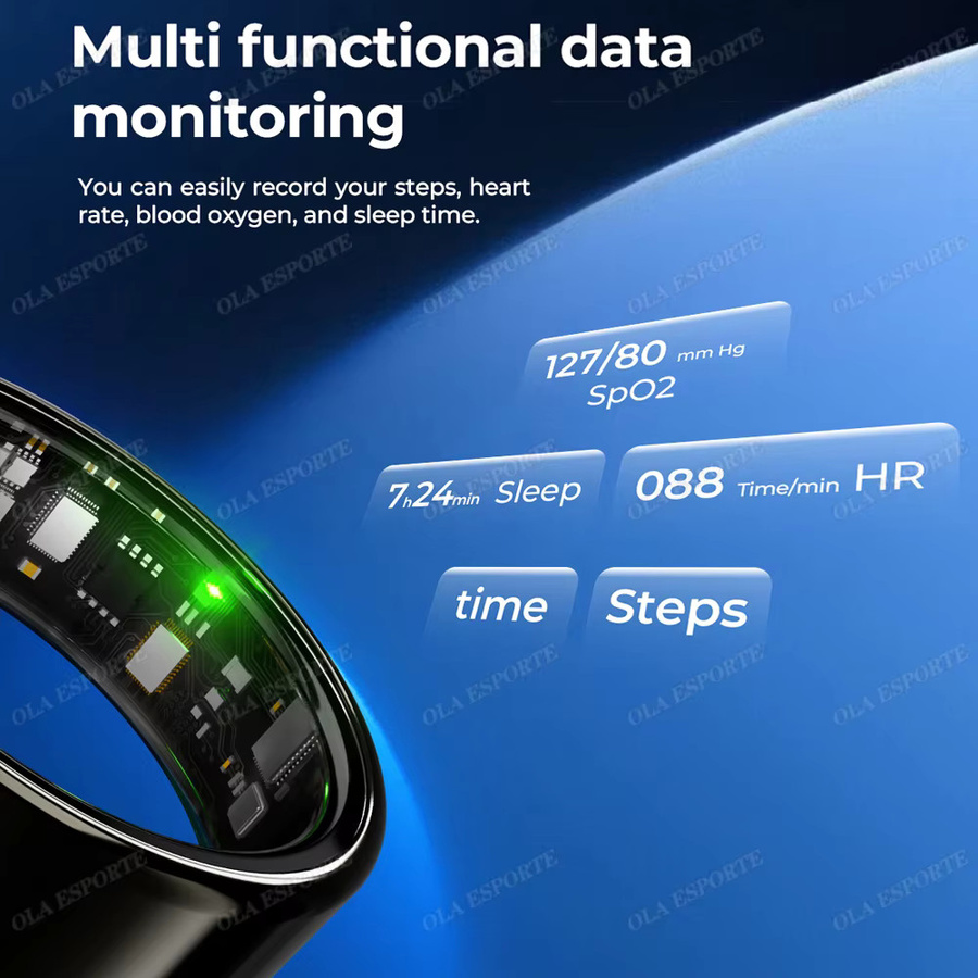 Ola Esporte Smart Ring für Männer und Frauen in Schwarz mit Bluetooth, Herzfrequenzmessung, SpO2-Monitor und 5 ATM Wasserdichtigkeit - Bild 4