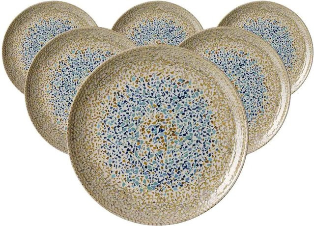 Ritzenhoff & Breker Speiseteller Rimini 6er Set mit geometrischem Design in Beige, Grau und Multicolour Durchmesser: 26 cm - Bild 1