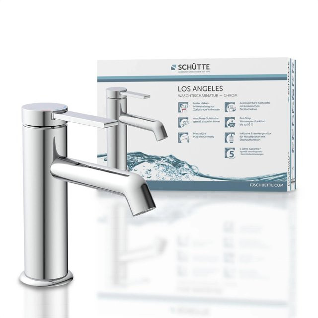 Schütte Waschtischarmatur Los Angeles Einhebelmischer Chrom Silber mit Wassersparfunktion - Bild 1