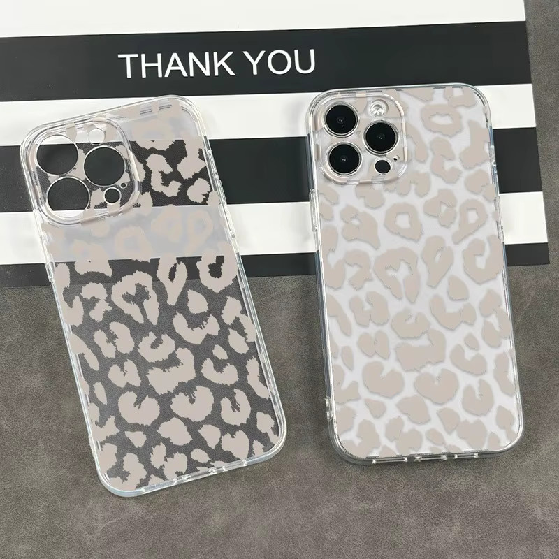 Graue iPhone Schutzhülle mit Leopardenmuster und transparentem Feinloch, Anti-Drop Schutzhülle für Apple iPhone 17, 16, 15, Plus, Pro, Max - Bild 2