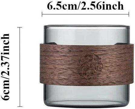 Hitzebeständige Teetasse aus Borosilikatglas mit Walnussholzgriff in Grau von Yiran Furniture - Bild 1