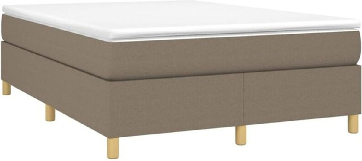 vidaxl Boxspringbett mit Matratze in Taupe meliert aus Stoff, B/T: 140 x 190 cm - Bild 1