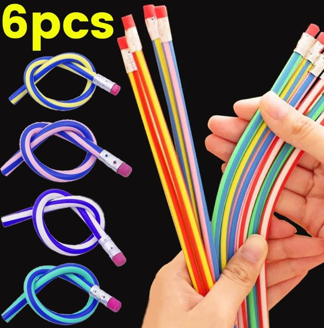 Biegsame Magic Bendy Bleistifte mit Radiergummi in bunten Farben für Kinder und Schüler - Bild 1