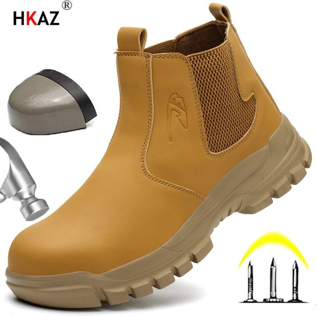 Wasserdichte Sicherheits-Arbeitsstiefel für Herren von kankeirr mit Stahlkappe, stoßfest und pannensicher, in Schwarz oder Braun - Bild 1