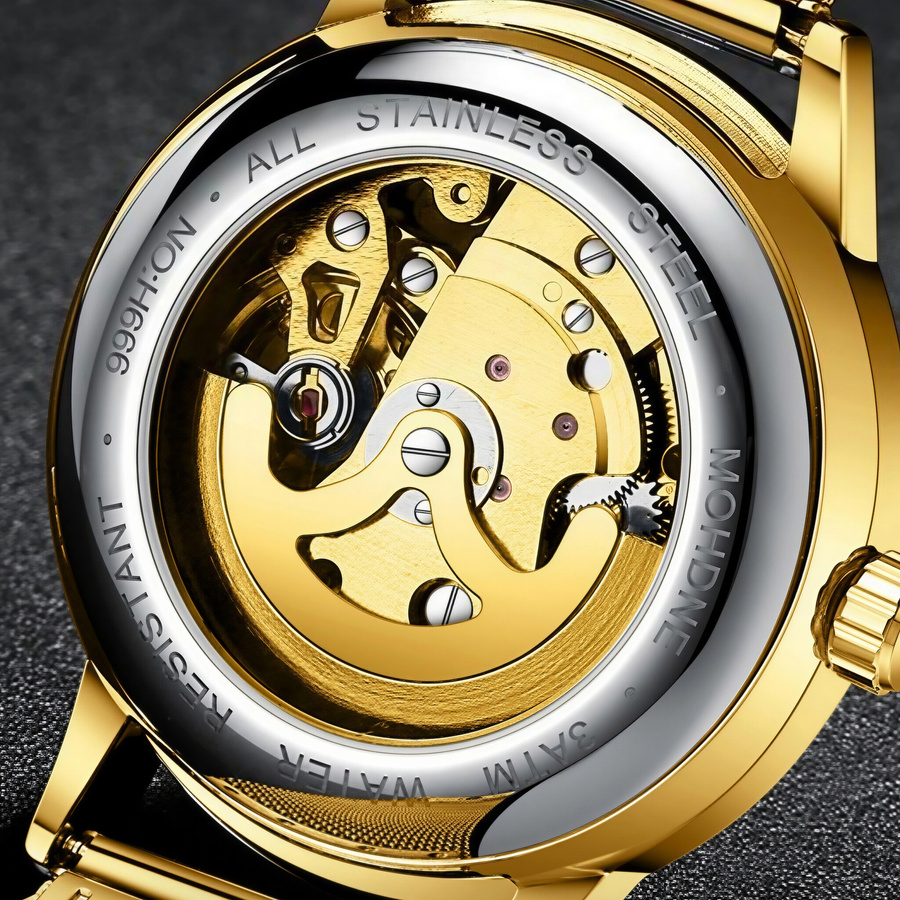 BINBOND Armbanduhr, Automatik, Edelstahl, Gold, Herren - Bild 2