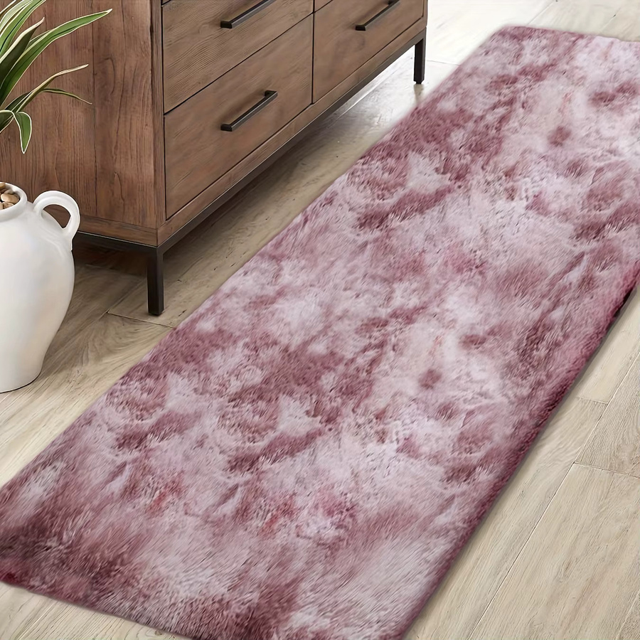 VIKAMA Moderner Batik-Plüschteppich in Grau, rutschfeste Matte aus Polyester für Wohnzimmer, Schlafzimmer und Kinderzimmer, B/T: 180 x 60 cm - Bild 1