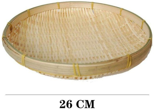 Handgefertigter Rundkorb aus Bambus in Beige als Obst- und Brotkorb für Obst, Gemüse oder Snacks, Durchmesser: 26,0 cm - Bild 1