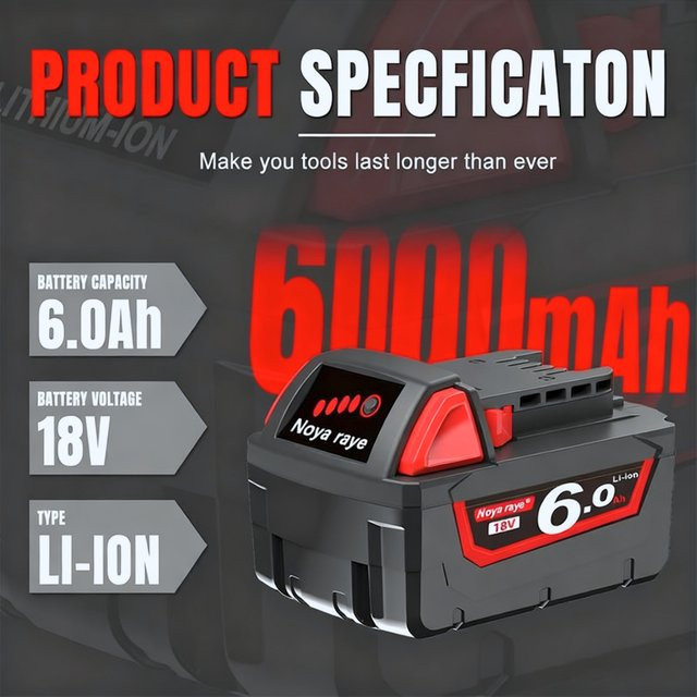 PURFIELD Ersatzakku für Milwaukee M12 und M18 Werkzeuge, kompatibel mit 3,0 Ah, 6,0 Ah und 9,0 Ah, 12 V und 18 V, passend für 48-11-2402, 48-11-2411 und 48-11-2401 - Bild 1