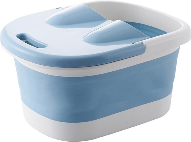 Meterk Faltbare Fußbadewanne mit Massagerollen in Grau und Blau - Bild 1