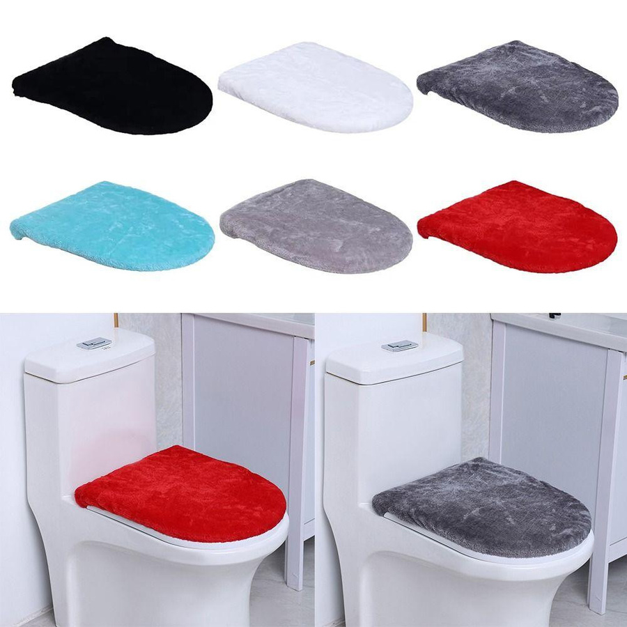 Waschbarer Toilettendeckelbezug aus Samt in Lichtgrau, dehnbarer Toilettensitzbezug als Staubschutz - Bild 4