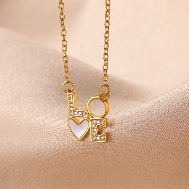 HPTOTMG Halskette Kupfer, Gold, Zirkonia, Damen - Bild 1