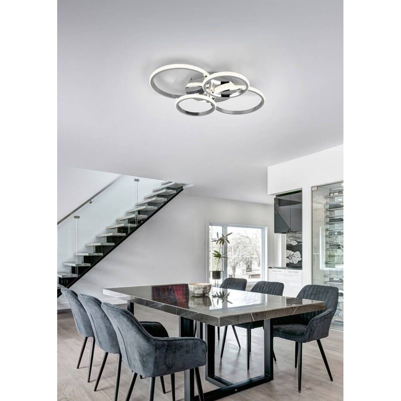 Reality Leuchten LED-Deckenleuchte CIRES in Chrom mit 4 schwenkbaren Ringen, kaltweiß 4000K, dimmbar, B/H/L: 8,5 x 49,5 x 65,5 cm - Bild 3