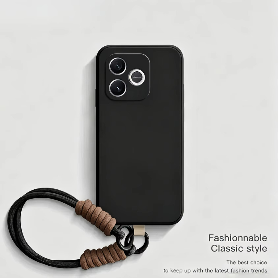 Stoßfeste Flüssigsilikon-Handyhülle mit gewebter Handgelenkschlaufe für Honor 600 400 Pro Lite in Schwarz - Bild 2