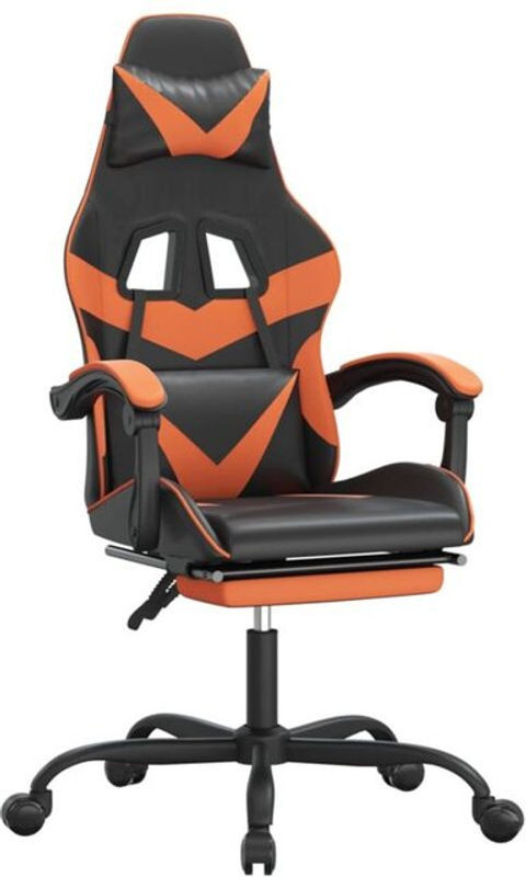 vidaxl Gamingstuhl mit Fußstütze aus Kunstleder in Schwarz und Orange - Bild 1