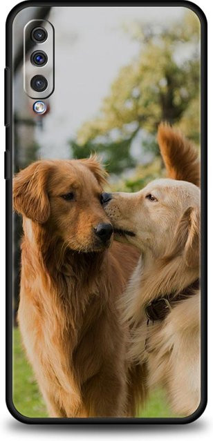 Samsung Handyhülle mit Labrador und Golden Retriever Motiv in Schwarz und Multicolour für Samsung Galaxy A54 A52 A24 A14 A50 A70 A40 A20S A20E A06 A12 A22 A34 A42 A32 5G A04s A16 - Bild 1