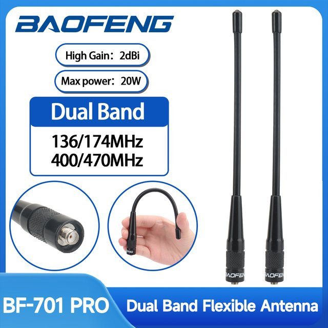 Baofeng BF-701 PRO Dualband-Antenne mit SMA-Buchse in Schwarz, High Gain 20 W für Baofeng UV-5R, BF-888S, UV-21 PRO, UV-5RH sowie Quansheng UV-K6 und UV-K5 - Bild 1