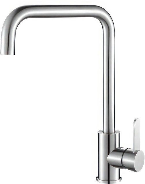 KOLMAN Küchenarmatur Küchenmischer in Silber mit L-Auslauf und Einhebelmischer aus Messing in Chrom-Optik - Bild 1